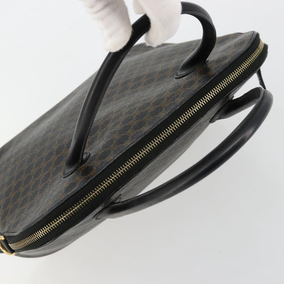CELINE Macadam Canvas Hand Bag PVC Leather Black Gold Auth 178172A