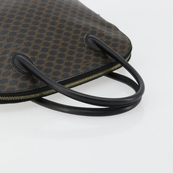 CELINE Macadam Canvas Hand Bag PVC Leather Black Gold Auth 178172A