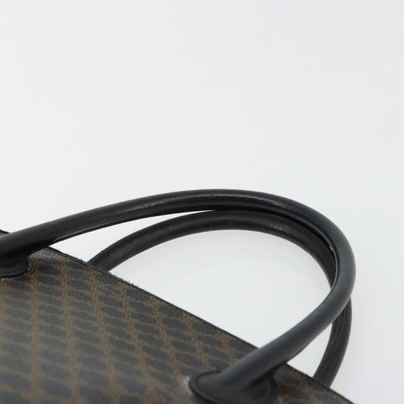 CELINE Macadam Canvas Hand Bag PVC Leather Black Gold Auth 178172A
