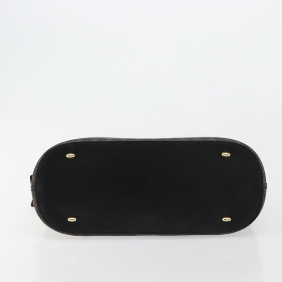 CELINE Macadam Canvas Hand Bag PVC Leather Black Gold Auth 178172A