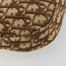 Christian Dior Trotter Canvas Shoulder Bag Brown Gold Auth 178175-13