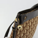 Christian Dior Trotter Canvas Shoulder Bag Brown Gold Auth 178175-14