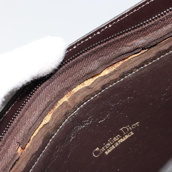 Christian Dior Trotter Canvas Shoulder Bag Brown Gold Auth 178175