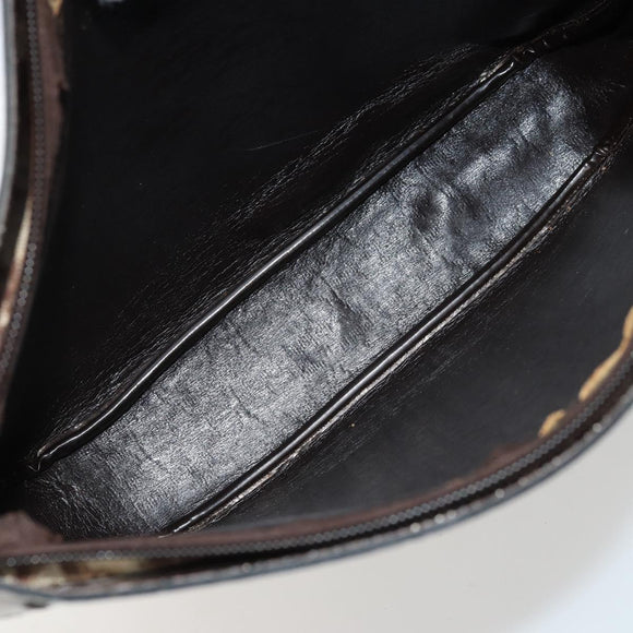 Christian Dior Trotter Canvas Shoulder Bag Brown Gold Auth 178175