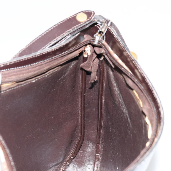 Christian Dior Trotter Canvas Shoulder Bag Brown Gold Auth 178175