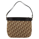 Christian Dior Trotter Canvas Shoulder Bag Brown Gold Auth 178175-3