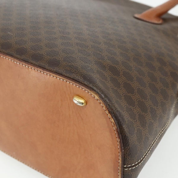 CELINE Macadam Canvas Hand Bag PVC Leather 2way Brown Gold Auth 178176