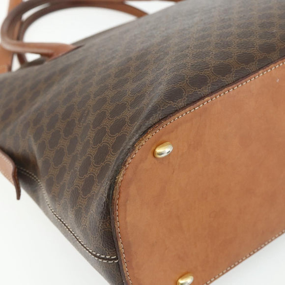 CELINE Macadam Canvas Hand Bag PVC Leather 2way Brown Gold Auth 178176