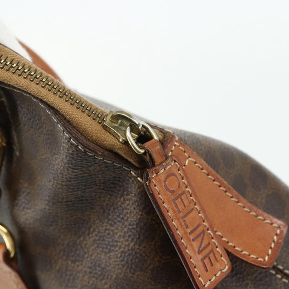 CELINE Macadam Canvas Hand Bag PVC Leather 2way Brown Gold Auth 178176