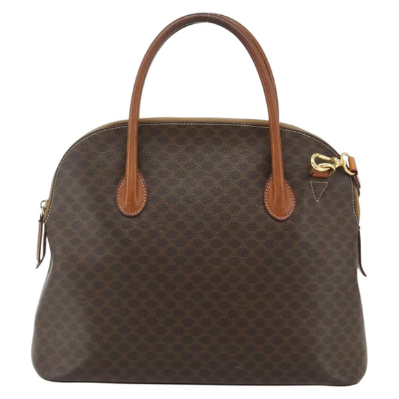 CELINE Macadam Canvas Hand Bag PVC Leather 2way Brown Gold Auth 178176