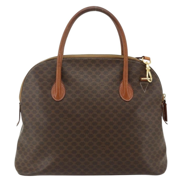 CELINE Macadam Canvas Hand Bag PVC Leather 2way Brown Gold Auth 178176