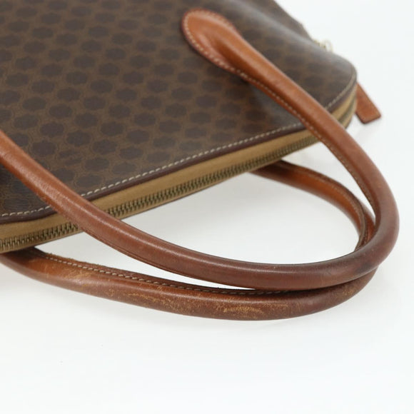 CELINE Macadam Canvas Hand Bag PVC Leather 2way Brown Gold Auth 178176