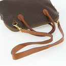 CELINE Macadam Canvas Hand Bag PVC Leather 2way Brown Gold Auth 178176-8