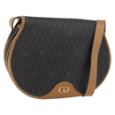 Christian Dior Honeycomb Canvas Shoulder Bag PVC Black Gold Auth 178180-1