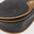 Christian Dior Honeycomb Canvas Shoulder Bag PVC Black Gold Auth 178180-10