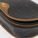 Christian Dior Honeycomb Canvas Shoulder Bag PVC Black Gold Auth 178180-11