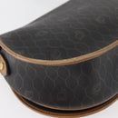 Christian Dior Honeycomb Canvas Shoulder Bag PVC Black Gold Auth 178180-12