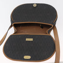 Christian Dior Honeycomb Canvas Shoulder Bag PVC Black Gold Auth 178180-15