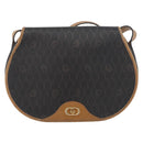 Christian Dior Honeycomb Canvas Shoulder Bag PVC Black Gold Auth 178180-2