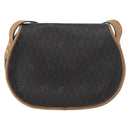 Christian Dior Honeycomb Canvas Shoulder Bag PVC Black Gold Auth 178180-3