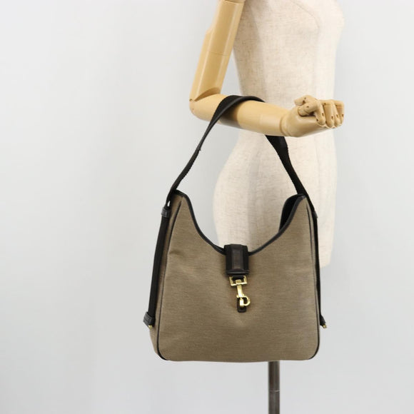GUCCI Shoulder Bag Canvas Beige Gold 92735 Auth 178182A
