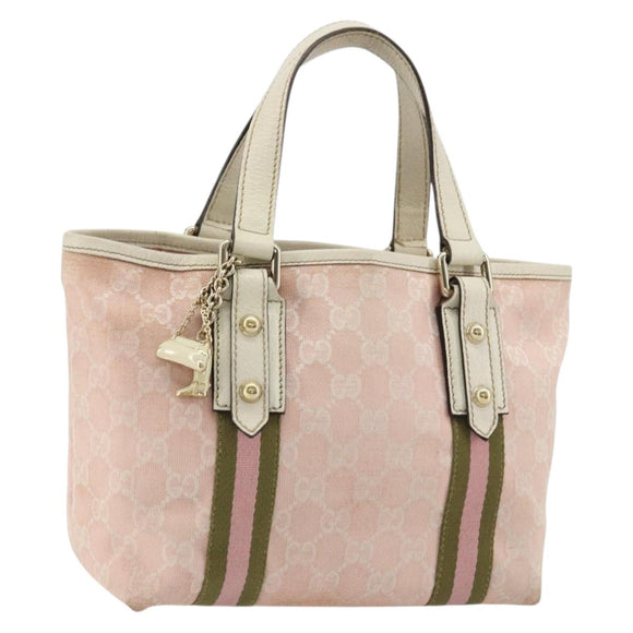 GUCCI GG Canvas Sherry Line Hand Bag Pink Gold 139261 Auth 178183