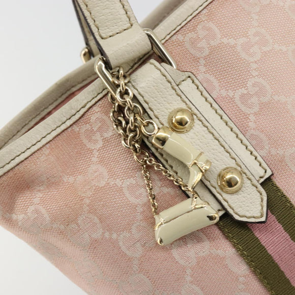 GUCCI GG Canvas Sherry Line Hand Bag Pink Gold 139261 Auth 178183