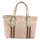 GUCCI GG Canvas Sherry Line Hand Bag Pink Gold 139261 Auth 178183-2