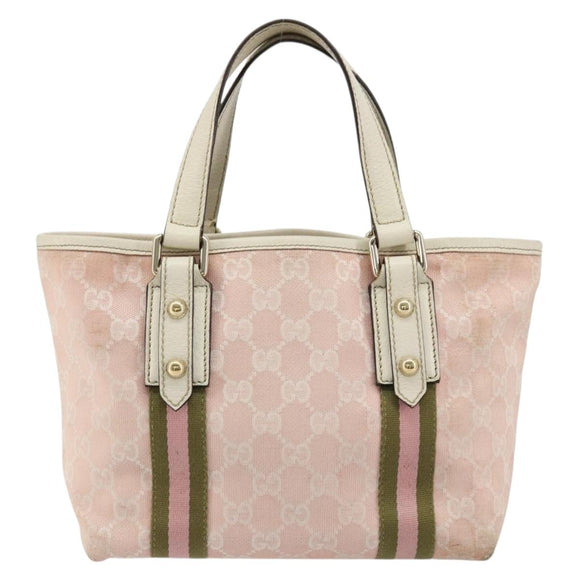 GUCCI GG Canvas Sherry Line Hand Bag Pink Gold 139261 Auth 178183