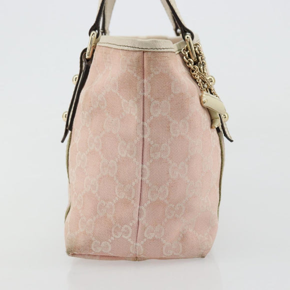 GUCCI GG Canvas Sherry Line Hand Bag Pink Gold 139261 Auth 178183