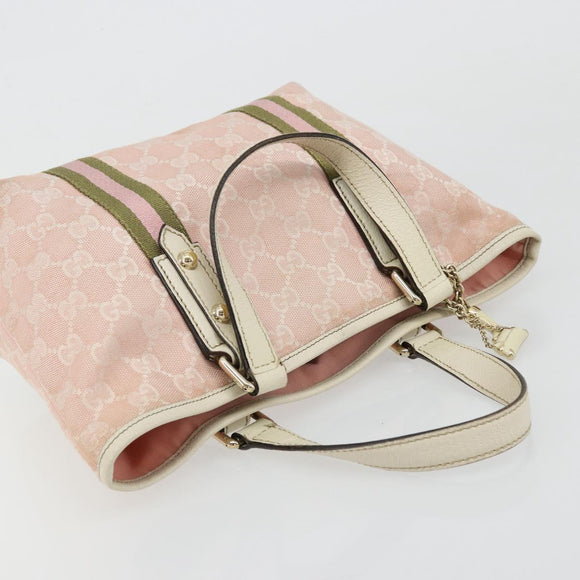 GUCCI GG Canvas Sherry Line Hand Bag Pink Gold 139261 Auth 178183