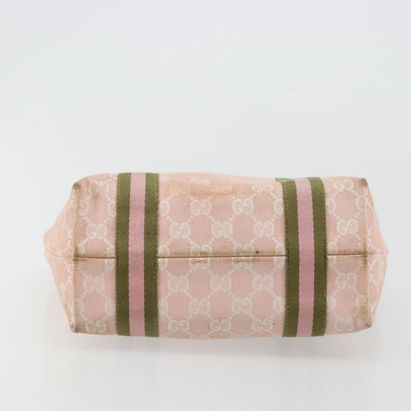 GUCCI GG Canvas Sherry Line Hand Bag Pink Gold 139261 Auth 178183
