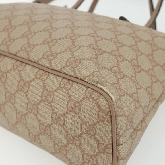 GUCCI GG Supreme Tote Bag PVC 2way Beige Gold 353440 Auth 178185