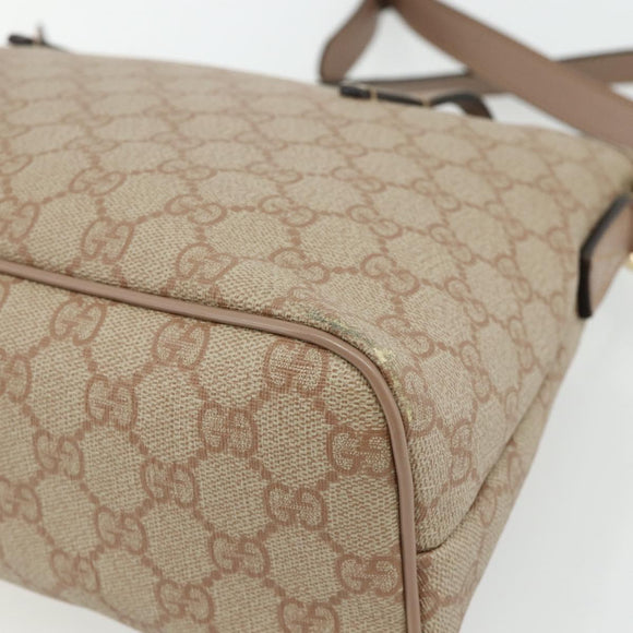 GUCCI GG Supreme Tote Bag PVC 2way Beige Gold 353440 Auth 178185