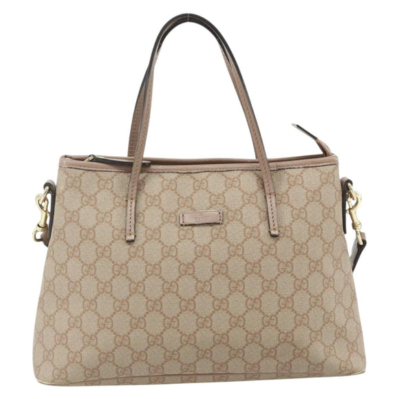 GUCCI GG Supreme Tote Bag PVC 2way Beige Gold 353440 Auth 178185