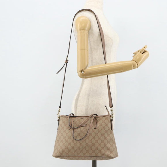 GUCCI GG Supreme Tote Bag PVC 2way Beige Gold 353440 Auth 178185