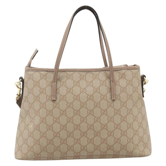 GUCCI GG Supreme Tote Bag PVC 2way Beige Gold 353440 Auth 178185