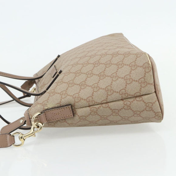 GUCCI GG Supreme Tote Bag PVC 2way Beige Gold 353440 Auth 178185