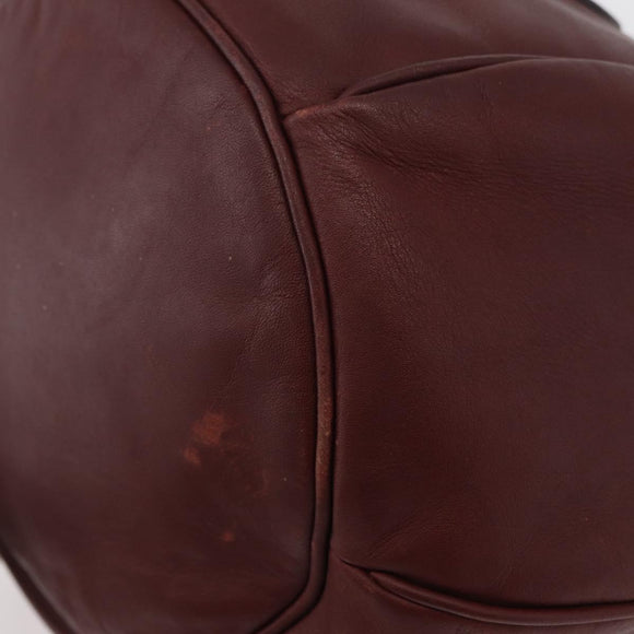 CARTIER Must Line Purse Shoulder Bag Leather Bordeaux Gold Auth 178187