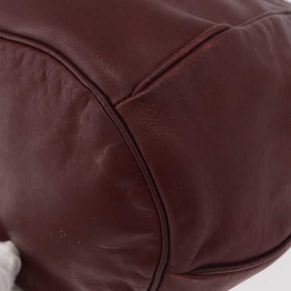 CARTIER Must Line Purse Shoulder Bag Leather Bordeaux Gold Auth 178187