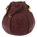 CARTIER Must Line Purse Shoulder Bag Leather Bordeaux Gold Auth 178187-2