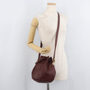 CARTIER Must Line Purse Shoulder Bag Leather Bordeaux Gold Auth 178187-21