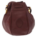 CARTIER Must Line Purse Shoulder Bag Leather Bordeaux Gold Auth 178187-3