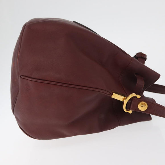 CARTIER Must Line Purse Shoulder Bag Leather Bordeaux Gold Auth 178187