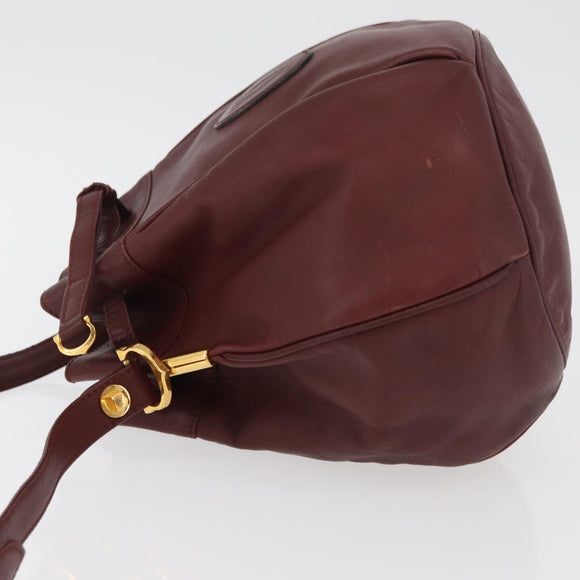CARTIER Must Line Purse Shoulder Bag Leather Bordeaux Gold Auth 178187