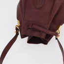 CARTIER Must Line Purse Shoulder Bag Leather Bordeaux Gold Auth 178187-6