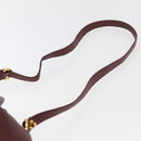 CARTIER Must Line Purse Shoulder Bag Leather Bordeaux Gold Auth 178187-8