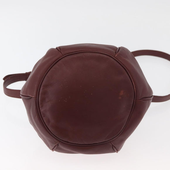 CARTIER Must Line Purse Shoulder Bag Leather Bordeaux Gold Auth 178187