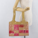 CHANEL Choco Bar Tote Bag Vinyl Beige CC Auth 178201-19