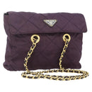 PRADA Chain Tote Bag Nylon Purple Gold Auth 178202-1